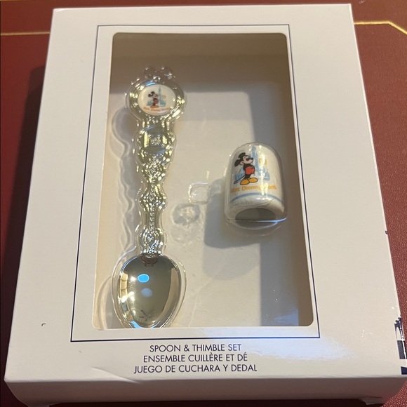 Walt Disney Other - # 0581+ Silver Spoon and Thimble Set with Character Design MICKEY MOUSE